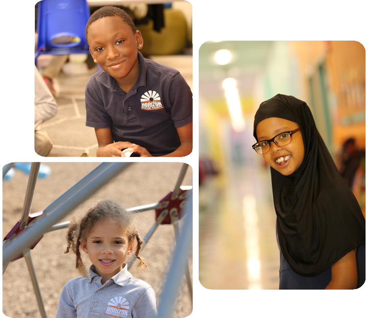 Collage showcasing various student activities including academics, science, and hands-on projects.